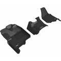 3D Mats Usa Custom Fit, Raised Edge, Black, Thermoplastic Rubber Of Carbon Fiber Texture, 3 Piece L1FR08911509